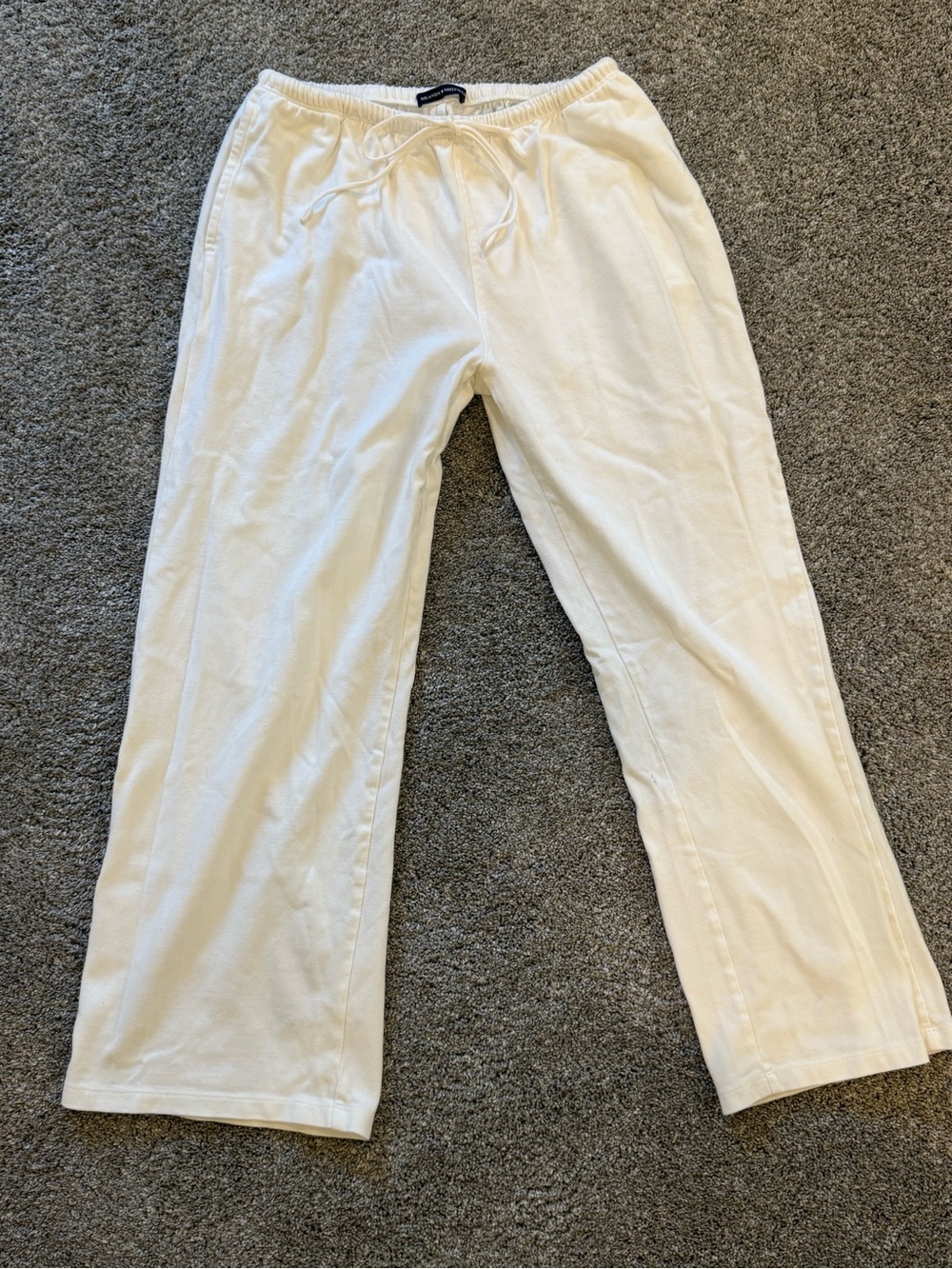 White Drawstring Brandy Melville Sweatpants - Picture 2 of 5